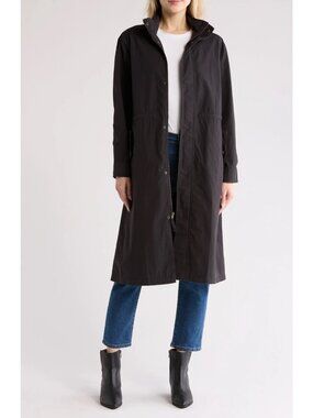 James Perse Women's Lightweight Cotton Blend Parka Jacket Black Size 1 / S